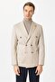 Beige Slim Pointed Collar Plain Pocket 6 Drop Classic Jacket