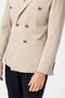 Beige Slim Pointed Collar Plain Pocket 6 Drop Classic Jacket - 5