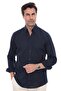 Slim Fit Long Sleeve Lapel Collar Buttoned Breathable Linen Gift Boxed Men's Shirt Fs-004548 - Navy Blue - 3
