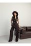 Stylish Vest-Pants Suit with Patterned Shoulders and Fular Detail, Loose-Fitted Legs - 7