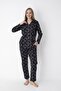 Pink Heart Patterned Black Button-Front Shirt Collar 100% Cotton Pajama Set – Comfortable & Stylish Home Wear - 2