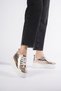 Extendable Height Increasing Women's Interior Hidden Heel Shiny Gold Golden Sports Shoes Sneaker - 4