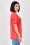 Women Round Neck Short Sleeve Brand Logo T-Shirt, Red - 2