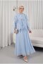 Tied Front Ruffled Lined Asymmetrical Cut Cupra Set - Baby Blue - 2
