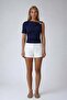 Women's navy blue star accessory one shoulder summer blouse alc-x14174 - 4