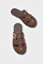 Women's Closed-Front Buckle Casual Olive Suede Slippers Vipriy Brown Suede - 4