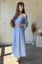 Draped Chest Detail Shirt Dress Blue Set - 4