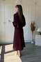 Burgundy Suit with Draped Chest Detail Shirt Dress - 5