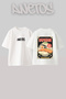 Sushi Bar Design Back Printed Cotton White Oversize T-Shirt