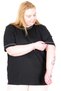 Mode XL Real Big Size Women's T-Shirt Bis Collar Seersucker Pocket U26221 Black - 5