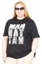 Mode XL Real Big Size Women's T-Shirt Bis Collar Manhattan U26118 Black - 2