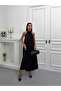 Premium Trend Neck Accessory Detailed Halter Neck Long Maxi Dress - 5