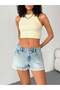 Jeans Women's Light Blue Ripped Detailed Tasseled Mini Jean Shorts High Waist Summer Denim Shorts - 4