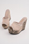 Dzy-1020 Snake Leather Detailed Straw Slippers
