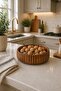Acacia Striped Bowl, Large Size 22*6cm Fruit Bowl Bread Bowl Salad Appetizer Bowl Curve Bowl Presentation Tray - 2