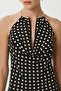 Polka Dot Polyamide Blouse with Neck Accessory Laz0008 Black - 3