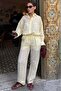Yellow Transparent Relax Fit Striped Suit Mg2740 - 4