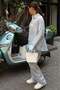 Baby Blue Transparent Relax Fit Striped Suit Mg2740 - 5