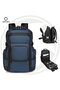 9792 Business Travel Laptop Backpack, 36L Water-Resistant Oxford Backpack with USB Charging Port, Anti-Theft Back Pocket, 15.6-Inch Fit, Blue - 2