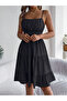 Black Tiered Cami Knee Length Dress - 5
