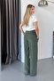 Women's Adjustable Waist Double Pocket Wide Leg Pants Khaki - Mw0001515 - 5