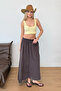 Women's Elastic Waist Double Pocket Long Skirt Brown - Ms0001766 - 4