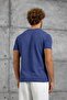 Men's T-Shirt Waffle Fabric Navy Blue Regular Fit Crew Neck Cotton - 5