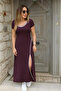 Women's Slit, Black Summer Long Dress - 3