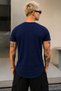 Men's Oval Hem Wide Collar 100% Cotton Short Sleeve T-Shirt - 3