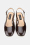 Women's Brown Patent Leather Genuine Natural Leather Thick Heel Open Back Shoes, Size 35-41 - 5