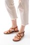 Zri̇n-017 Premium Tan Orthopedic Genuine Leather Women's Sandals - 4