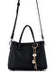 Women's Faux Leather Black Handbag - 6