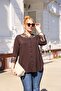 Plus Size Brown Shirt with Lace Detail - 8