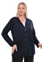 Women's Buttoned Pocketed V-Neck Casual Summer Combed Cotton Mother's Jacket Cardigan - 2