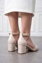 Women's Pointed Toe Ankle Strap 6 cm Thick Heeled Shoes Cv104Nav - 3