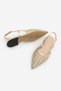 Women's Pointed Toe Hand Knitted Gold Metal Heel Open Back Strap Ballerinas Retas Gold - 8
