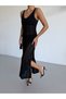 Strappy V-Neck Zigzag Pattern Slit Detailed Long Cotton Knitwear Beach Dress - 8