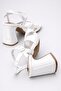 Women's White Patent Leather 9 Cm. Thick Heeled Ankle Buckle Sandals - 4