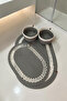 Handmade Decorative Braided Model Bathroom Set 2-Piece Mat 50X80 and 40X60 + 2 Organizer Baskets 18X18 cm - 3