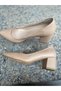 Nude-Colored Outer Material, Leather, Thick-Heeled Women's Shoes - 2