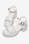 Women's White High Heeled Comfortable Single Strap Buckle Shoes - 3
