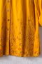 Mustard Color Round Neck 3/4 Sleeve Buttoned Slit 3D Embroidered Casual Cotton Woven Blouse 73 61 - 2