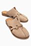 Favor Beige Suede Genuine Leather Closed-Front Women's Slippers