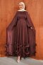 Plum Skirt with Ruffles and Cape Evening Dress