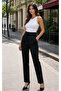 Women's High Waist Gathering Pants with Button Detail - 3