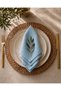 American Service, Set of 6 Special Stitched Duck Linen Fabric Napkins Baby Blue