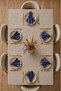 American Service, Set of 6 Special Stitched Duck Linen Fabric Napkins Indigo Blue - 2