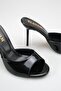 Women's Patent Leather Single Strap Thin Heeled Slippers - 2