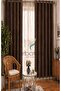 Coffee Velvet Rustic Velvety Fabric Curtain - 2