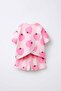 Girl's Cotton Pink Strawberry Patterned T-Shirt and Shorts Set - 2